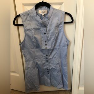 Blue Derek Lam sleeveless button up shirt